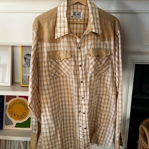 Vintage Western Shirt 🇺🇸 Cotton Light Checkered Button Down, Cowboy vibes 💫